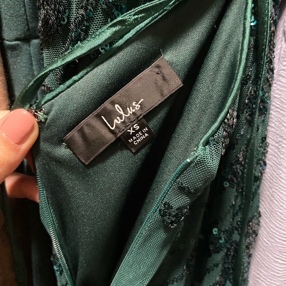 Lulus Forest Green Sequin Maxi Dress - Prom, Formal, Ball, Party - Picture 3 of 3